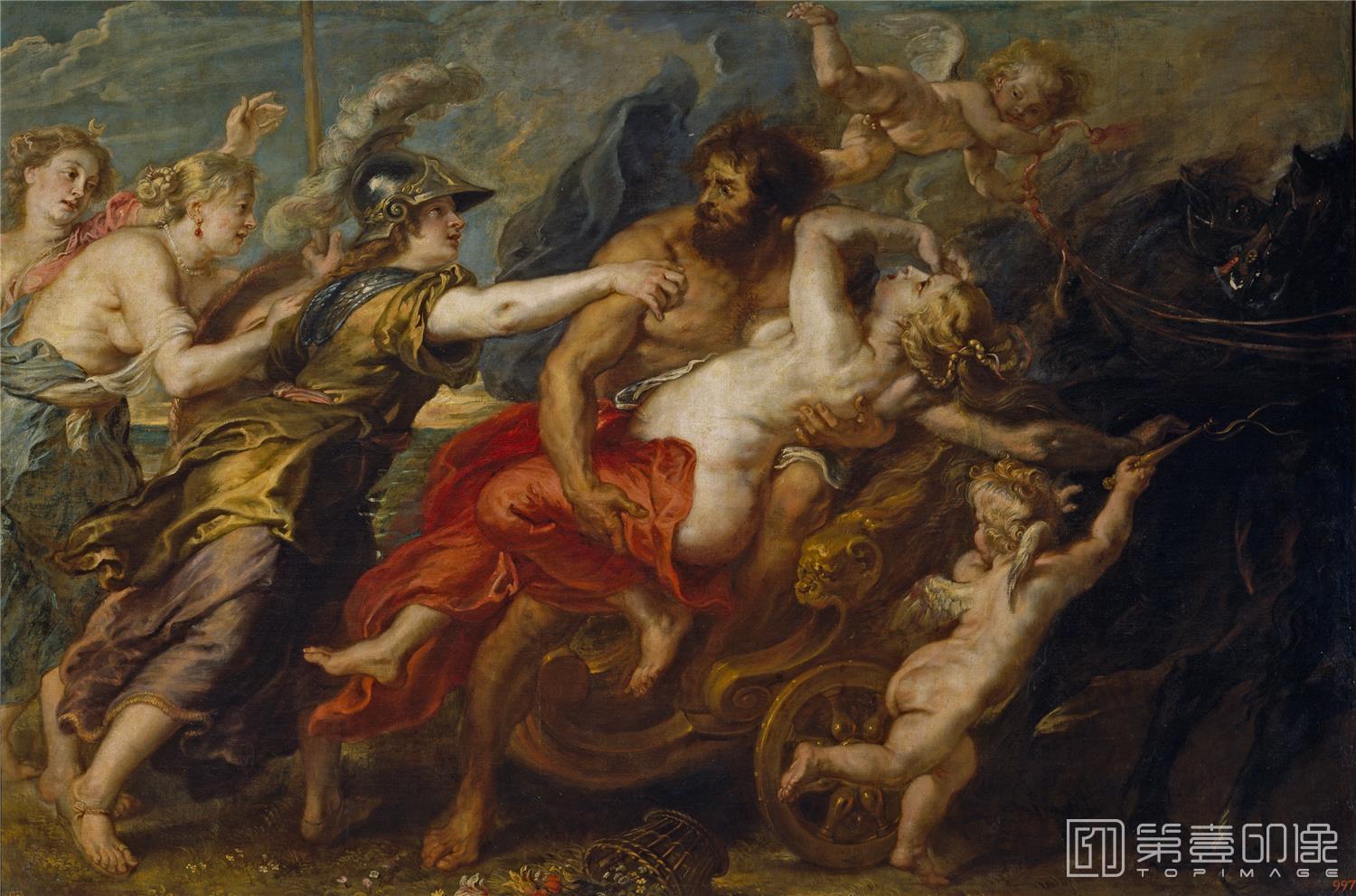 油画-西班牙普拉多美术馆油画藏画-Rubens, Pedro Pablo (y taller)-El rapto de Proserpina-181cm x 271,2cm-2394